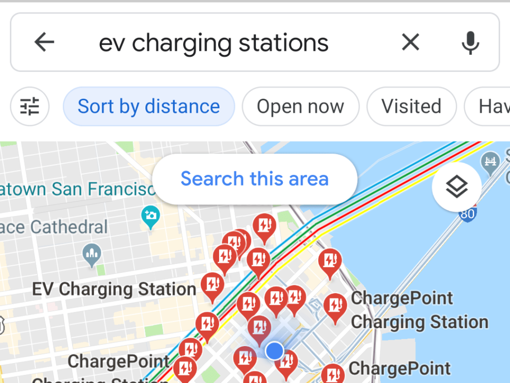 Google EV Charging points